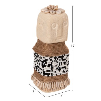 TABLE STATUETTE SUMBA FK4309 MADE OF WHITE PARAS STONE-BEADS-SEAGRASS ROPE 7x7x17Hcm. TABLE STATUETTE SUMBA FK4309 MADE OF WHITE PARAS STONE-BEADS-SEAGRASS ROPE 7x7x17Hcm.