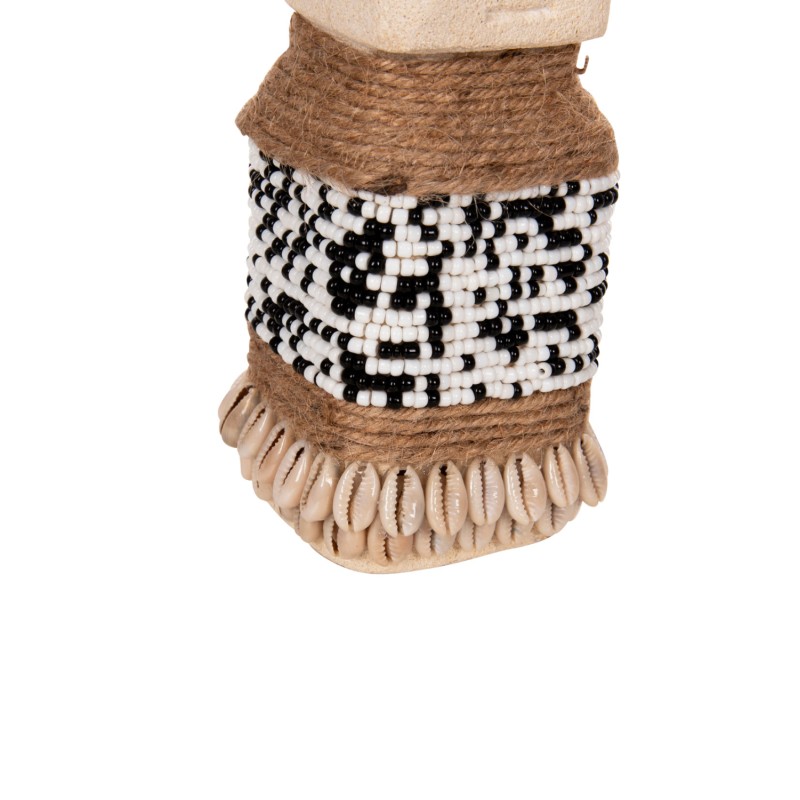 TABLE STATUETTE SUMBA FK4309 MADE OF WHITE PARAS STONE-BEADS-SEAGRASS ROPE 7x7x17Hcm. TABLE STATUETTE SUMBA FK4309 MADE OF WHITE PARAS STONE-BEADS-SEAGRASS ROPE 7x7x17Hcm.
