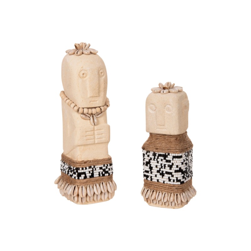 TABLE STATUETTE SUMBA FK4309 MADE OF WHITE PARAS STONE-BEADS-SEAGRASS ROPE 7x7x17Hcm. TABLE STATUETTE SUMBA FK4309 MADE OF WHITE PARAS STONE-BEADS-SEAGRASS ROPE 7x7x17Hcm.