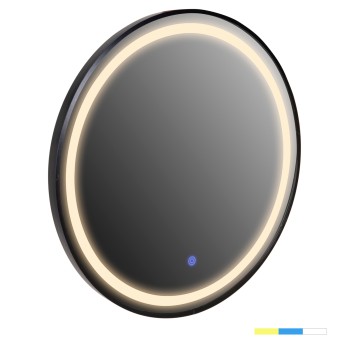 WALL MIRROR ROUND IMAGE FK9579.01 ALUMINUM IN BLACK-LED LIGHT Φ60x3cm.