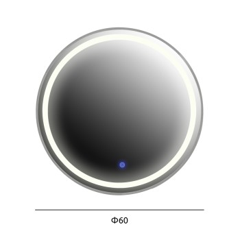 WALL MIRROR ROUND FK9580.40 ALUMINUM IN GREY-LED LIGHT Φ60x3cm. WALL MIRROR ROUND FK9580.40 ALUMINUM IN GREY-LED LIGHT Φ60x3cm.