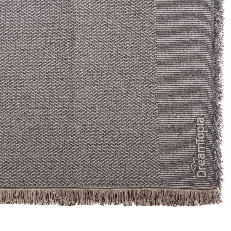 SOFA COVER-THROW WITH FRINGES DREAMTOPIA FK12164.02 IN DARK GREY COLOR 178X178cm. SOFA COVER-THROW WITH FRINGES DREAMTOPIA FK12164.02 IN DARK GREY COLOR 178X178cm.