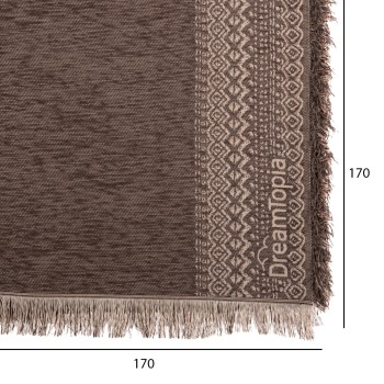 SOFA COVER-THROW WITH FRINGES DREAMTOPIA FK12164.04 IN BROWN COLOR 178X178cm.