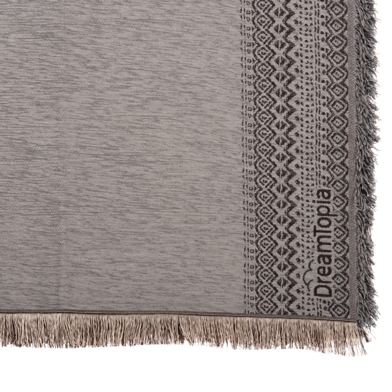 SOFA COVER-THROW WITH FRINGES DREAMTOPIA FK12164.05 IN GREY COLOR 178X178cm. SOFA COVER-THROW WITH FRINGES DREAMTOPIA FK12164.05 IN GREY COLOR 178X178cm.