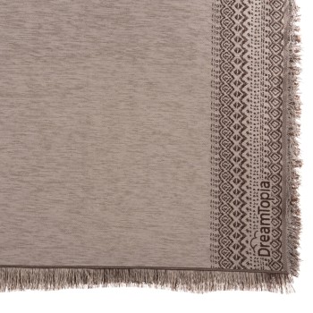 SOFA COVER-THROW WITH FRINGES DREAMTOPIA FK12164.06 IN LIGHT GREY COLOR 178X178cm.