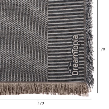 SOFA COVER-THROW WITH FRINGES DREAMTOPIA FK12164.03 IN NAVY BLUE COLOR 178X178cm.