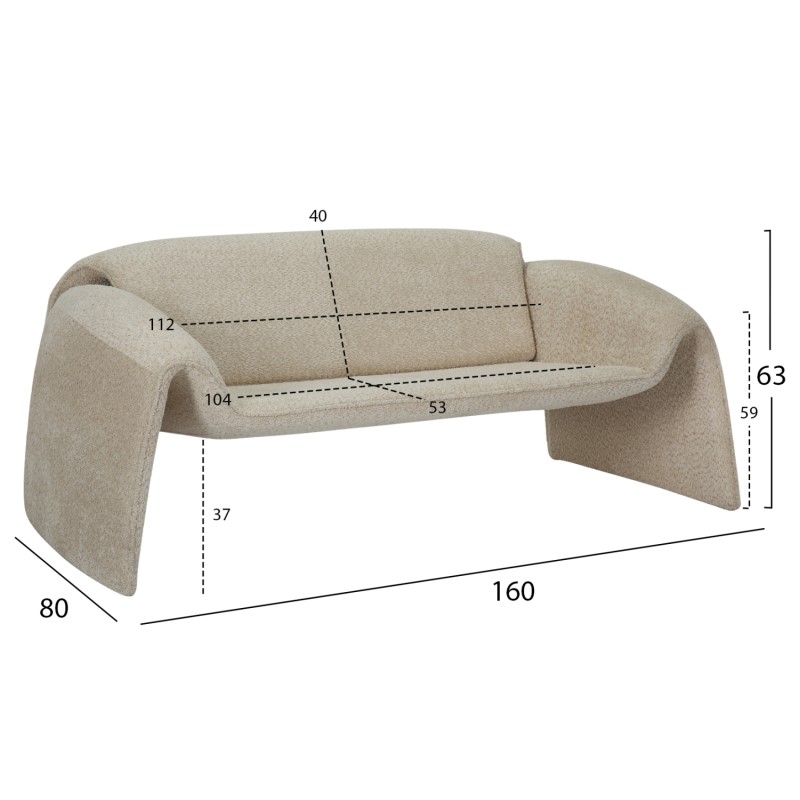 SOFA 2-SEATER LAFORGE FK9680.03 METAL FRAME-BEIGE BOUCLE FABRIC 160x80x63Hcm. SOFA 2-SEATER LAFORGE FK9680.03 METAL FRAME-BEIGE BOUCLE FABRIC 160x80x63Hcm.