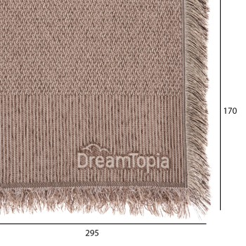 SOFA COVER-THROW WITH FRINGES DREAMTOPIA FK12165.01 IN LIGHT BROWN COLOR 295X170cm.