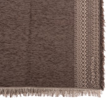SOFA COVER-THROW WITH FRINGES DREAMTOPIA FK12165.04 IN BROWN COLOR 295X170cm.