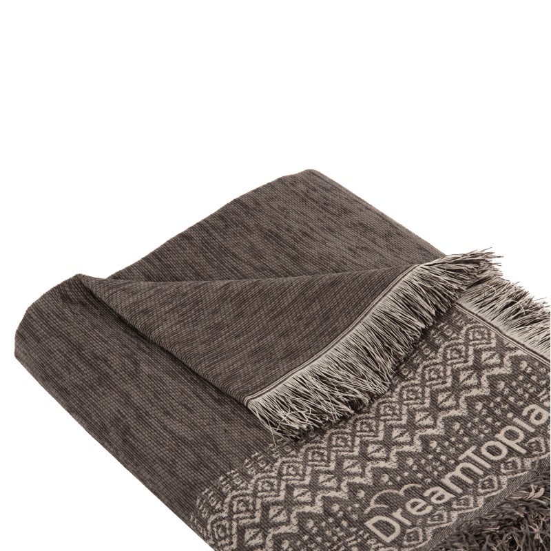 SOFA COVER-THROW WITH FRINGES DREAMTOPIA FK12165.04 IN BROWN COLOR 295X170cm. SOFA COVER-THROW WITH FRINGES DREAMTOPIA FK12165.04 IN BROWN COLOR 295X170cm.