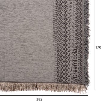 SOFA COVER-THROW WITH FRINGES DREAMTOPIA FK12165.05 IN LIGHT GREY COLOR 295X170cm.