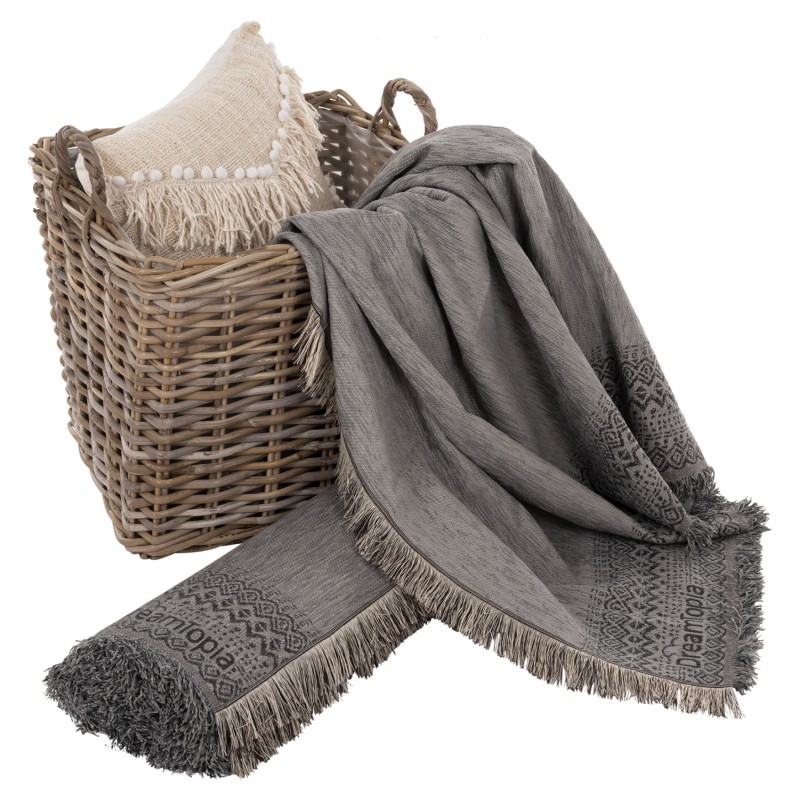 SOFA COVER-THROW WITH FRINGES DREAMTOPIA FK12165.05 IN LIGHT GREY COLOR 295X170cm. SOFA COVER-THROW WITH FRINGES DREAMTOPIA FK12165.05 IN LIGHT GREY COLOR 295X170cm.