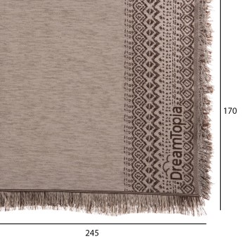 SOFA COVER-THROW WITH FRINGES DREAMTOPIA FK12163.03 IN LIGHT BROWN COLOR 245X170cm.