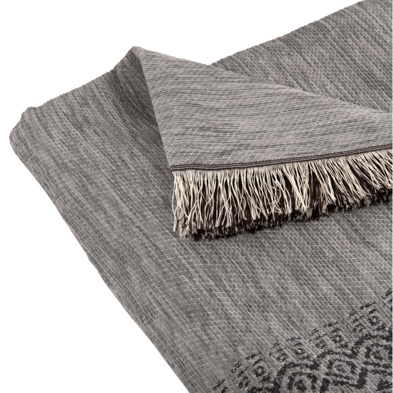SOFA COVER-THROW WITH FRINGES DREAMTOPIA FK12163.06 IN GREY COLOR 245X170cm. SOFA COVER-THROW WITH FRINGES DREAMTOPIA FK12163.06 IN GREY COLOR 245X170cm.
