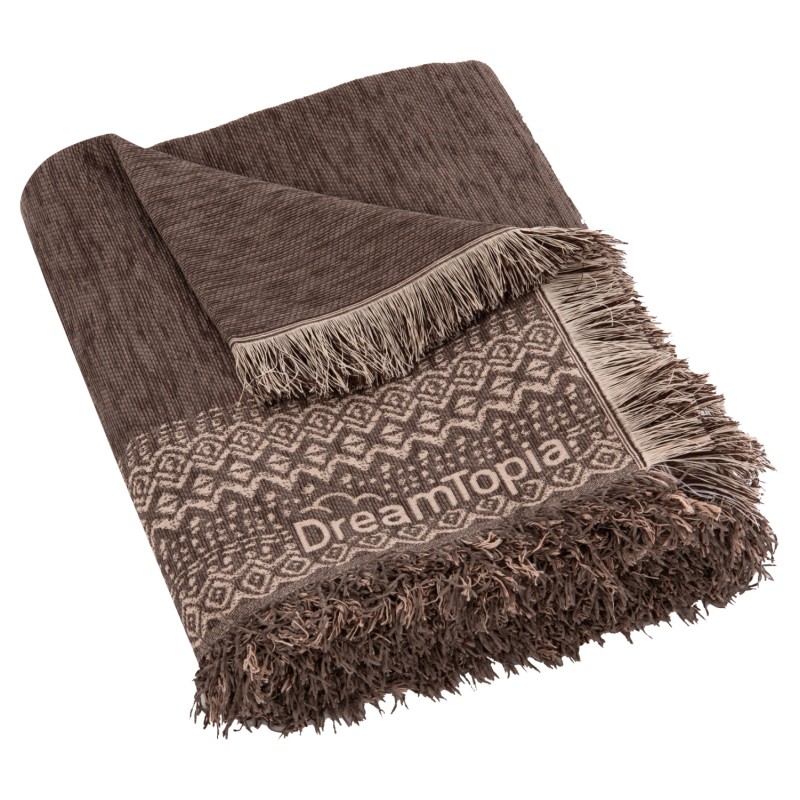 SOFA COVER-THROW WITH FRINGES DREAMTOPIA FK12163.08 IN BROWN COLOR 245X170cm. SOFA COVER-THROW WITH FRINGES DREAMTOPIA FK12163.08 IN BROWN COLOR 245X170cm.