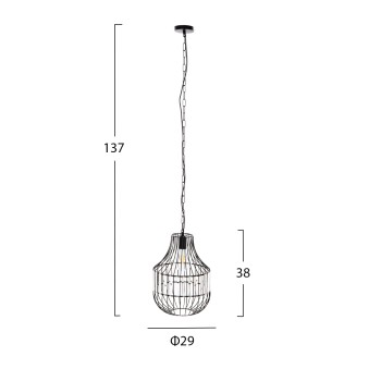 CEILING PENDANT LAMP FK4093 BLACK METAL AND GLASS Φ29x38-137Hcm. CEILING PENDANT LAMP FK4093 BLACK METAL AND GLASS Φ29x38-137Hcm.