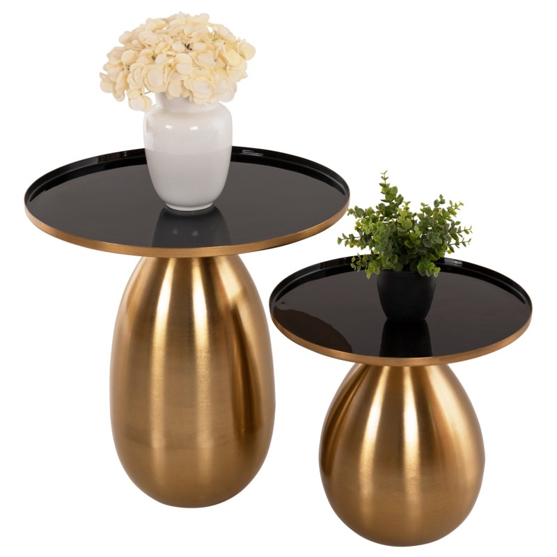 SIDE TABLES 2PCS FK9661 METAL IN BLACK AND GOLD Φ50,5 &Φ40,5cm. SIDE TABLES 2PCS FK9661 METAL IN BLACK AND GOLD Φ50,5 &Φ40,5cm.