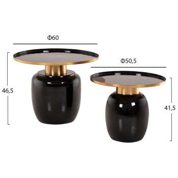 SIDE TABLES 2PCS FRYNX FK9662 METAL IN BLACK AND GOLD Φ60 & Φ50,5 cm. SIDE TABLES 2PCS FRYNX FK9662 METAL IN BLACK AND GOLD Φ60 & Φ50,5 cm.