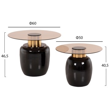 SIDE TABLES 2PCS FRYN FK9663 METAL IN BROWN AND GOLD Φ60 &Φ50 cm. SIDE TABLES 2PCS FRYN FK9663 METAL IN BROWN AND GOLD Φ60 &Φ50 cm.