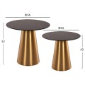 SIDE TABLES 2PCS RENGI FK9665 METAL IN GOLD-BLACK CERAMIC TOP Φ56&Φ43 cm.