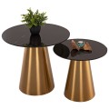 SIDE TABLES 2PCS RENGI FK9665 METAL IN GOLD-BLACK CERAMIC TOP Φ56&Φ43 cm.