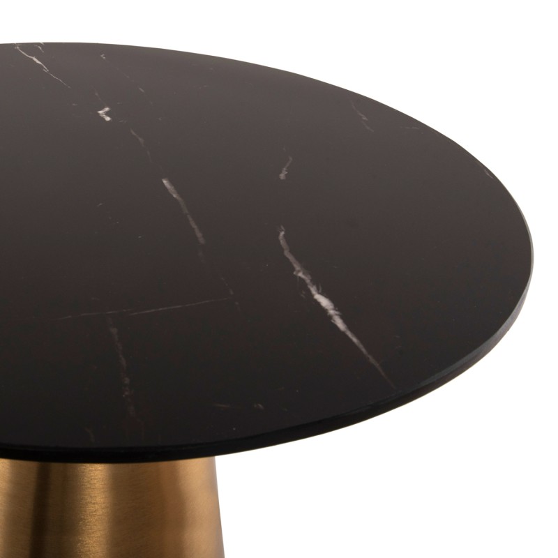 SIDE TABLES 2PCS RENGI FK9665 METAL IN GOLD-BLACK CERAMIC TOP Φ56&Φ43 cm.