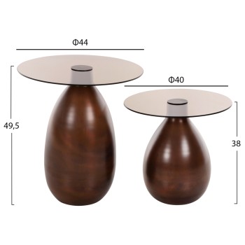 SIDE TABLES 2PCS REGEN FK9666 METAL IN COPPER-GLASS TOP Φ44 & Φ40 cm. SIDE TABLES 2PCS REGEN FK9666 METAL IN COPPER-GLASS TOP Φ44 & Φ40 cm.
