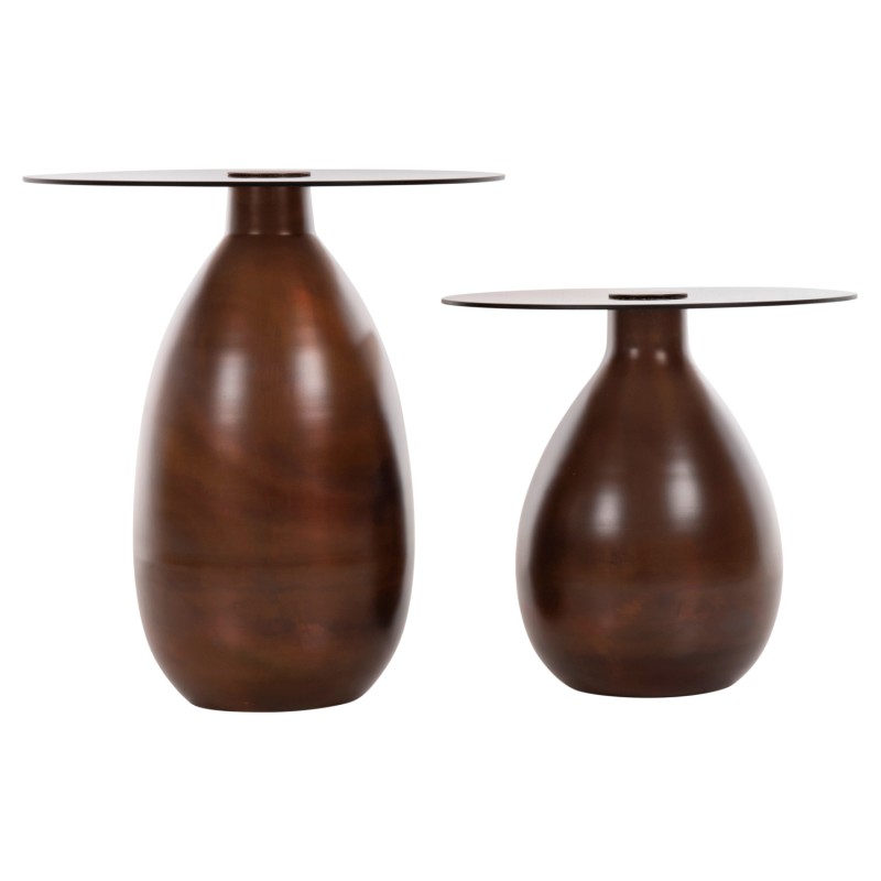 SIDE TABLES 2PCS REGEN FK9666 METAL IN COPPER-GLASS TOP Φ44 & Φ40 cm. SIDE TABLES 2PCS REGEN FK9666 METAL IN COPPER-GLASS TOP Φ44 & Φ40 cm.