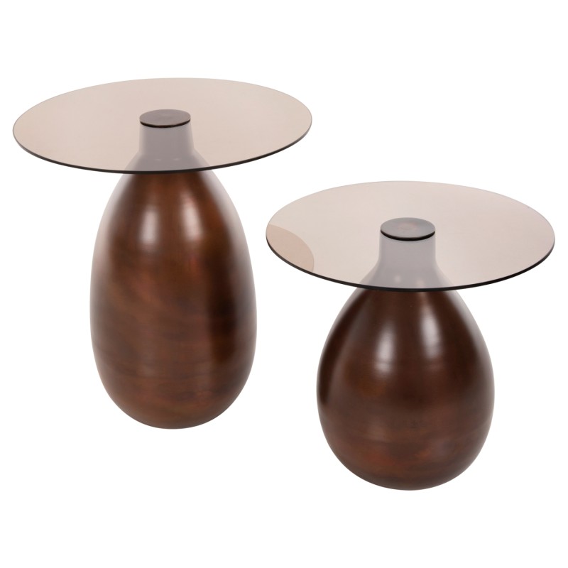 SIDE TABLES 2PCS REGEN FK9666 METAL IN COPPER-GLASS TOP Φ44 & Φ40 cm. SIDE TABLES 2PCS REGEN FK9666 METAL IN COPPER-GLASS TOP Φ44 & Φ40 cm.