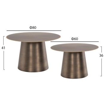 COFFEE TABLES 2PCS NICKELY FK9667 METAL IN NICKEL ANTIQUE Φ80x41H & Φ60x36H cm. COFFEE TABLES 2PCS NICKELY FK9667 METAL IN NICKEL ANTIQUE Φ80x41H & Φ60x36H cm.