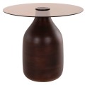 SIDE TABLES 2PCS CHANG FK9668 MANGO WOOD IN BROWN-GLASS TOP Φ55x49,5H & Φ40x36,5H cm.