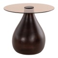 SIDE TABLES 2PCS CHANG FK9668 MANGO WOOD IN BROWN-GLASS TOP Φ55x49,5H & Φ40x36,5H cm.