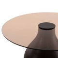 SIDE TABLES 2PCS CHANG FK9668 MANGO WOOD IN BROWN-GLASS TOP Φ55x49,5H & Φ40x36,5H cm.