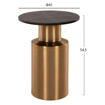 SIDE TABLE CLAYDEE FK9675 METAL IN GOLD-BLACK INLAY MARBLE TOP Φ41x54,5Hcm.