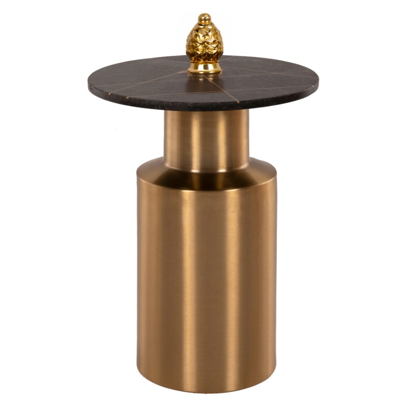 SIDE TABLE CLAYDEE FK9675 METAL IN GOLD-BLACK INLAY MARBLE TOP Φ41x54,5Hcm. SIDE TABLE CLAYDEE FK9675 METAL IN GOLD-BLACK INLAY MARBLE TOP Φ41x54,5Hcm.