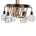 CEILING PENDANT LAMP FK4130 6-LIGHT BLACK METAL-ROPE Φ54-60x125Hcm. CEILING PENDANT LAMP FK4130 6-LIGHT BLACK METAL-ROPE Φ54-60x125Hcm.