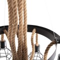 CEILING PENDANT LAMP FK4130 6-LIGHT BLACK METAL-ROPE Φ54-60x125Hcm. CEILING PENDANT LAMP FK4130 6-LIGHT BLACK METAL-ROPE Φ54-60x125Hcm.