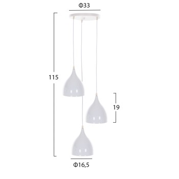 CEILING PENDANT LAMP FK4138 3-LIGHT WHITE METAL Φ33x33-115Hcm. CEILING PENDANT LAMP FK4138 3-LIGHT WHITE METAL Φ33x33-115Hcm.