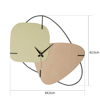 WALL CLOCK FK4328 METAL IN LIGHT GREEN & LIGHT BROWN 64,5x42,5H cm. WALL CLOCK FK4328 METAL IN LIGHT GREEN & LIGHT BROWN 64,5x42,5H cm.