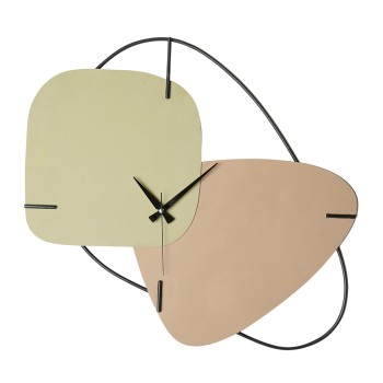 WALL CLOCK FK4328 METAL IN LIGHT GREEN & LIGHT BROWN 64,5x42,5H cm.