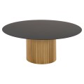 COFFEE TABLES 2PCS CLAD FK11916 METAL IN GOLD-BLACK TOP Φ110x38H & Φ80x32H cm.