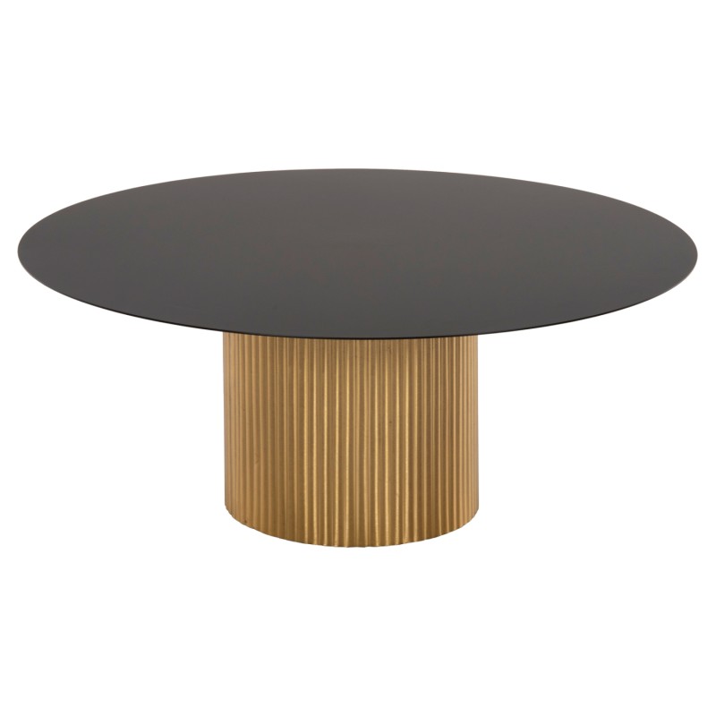 COFFEE TABLES 2PCS CLAD FK11916 METAL IN GOLD-BLACK TOP Φ110x38H & Φ80x32H cm.