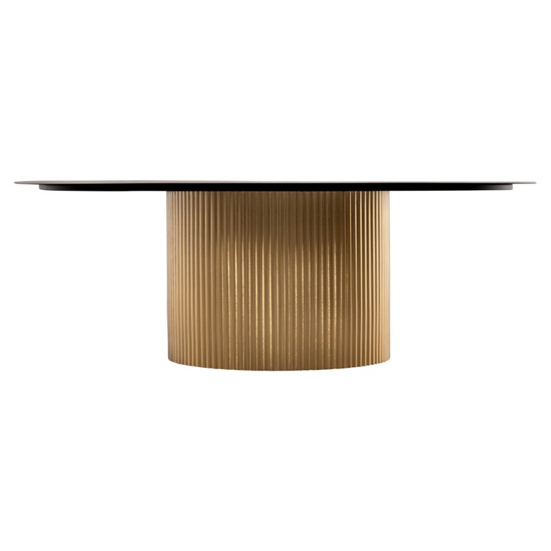 COFFEE TABLES 2PCS CLAD FK11916 METAL IN GOLD-BLACK TOP Φ110x38H & Φ80x32H cm.