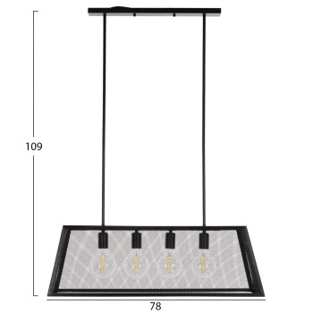 CEILING PENDANT LUMINAIRE FK4179 BLACK METAL 4-LIGHT 78x30,5x26Hcm. CEILING PENDANT LUMINAIRE FK4179 BLACK METAL 4-LIGHT 78x30,5x26Hcm.