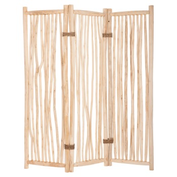 DIVIDER WITH 3 LEAFS ZENDOR FK4316 TEAK BRANCHES IN NATURAL 165x180Hcm.