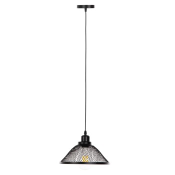 CEILING PENDANT LUMINAIRE FK4102 BLACK METAL MESH CAP Φ25x115Hcm.