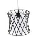 CEILING PENDANT LUMINAIRE FK4106 BLACK METAL-WHITE SYNTHETIC FABRIC Φ25x120Hcm. CEILING PENDANT LUMINAIRE FK4106 BLACK METAL-WHITE SYNTHETIC FABRIC Φ25x120Hcm.
