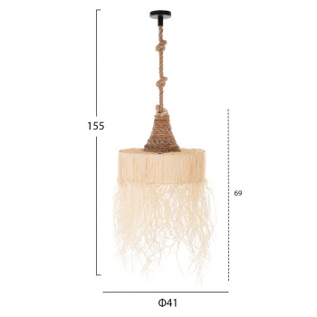 CEILING PENDANT LUMINAIRE SET FK11921 ROPE AND DRIED PALM LEAF FIBERS Φ41Χ155H cm. CEILING PENDANT LUMINAIRE SET FK11921 ROPE AND DRIED PALM LEAF FIBERS Φ41Χ155H cm.