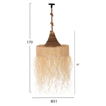 CEILING PENDANT LUMINAIRE SET FK11922 ROPE AND DRIED PALM LEAF FIBERS Φ51Χ155+H cm. CEILING PENDANT LUMINAIRE SET FK11922 ROPE AND DRIED PALM LEAF FIBERS Φ51Χ155+H cm.