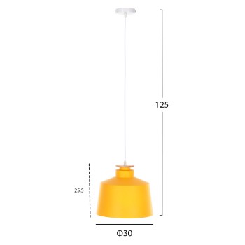 CEILING PENDANT LUMINAIRE FK4158.06 YELLOW ALUMINUM CAP-WHITE CABLE Φ30x123,5Hcm. CEILING PENDANT LUMINAIRE FK4158.06 YELLOW ALUMINUM CAP-WHITE CABLE Φ30x123,5Hcm.